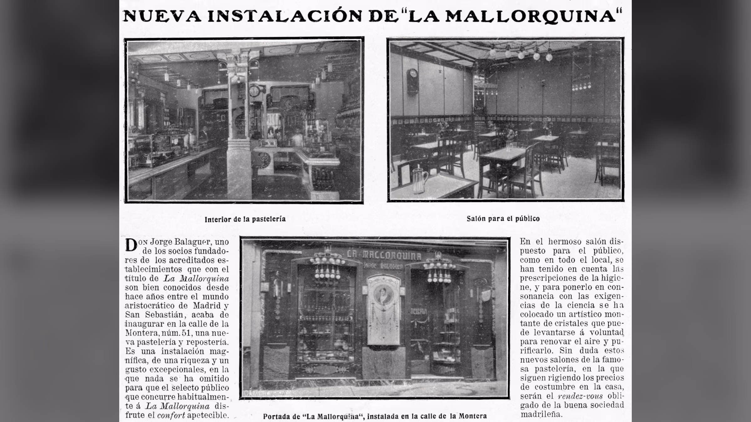 Las instalaciones históricas de La Mallorquina en la Puerta del Sol en 1911